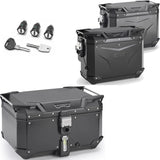 Baúl + Maletas Laterales Trekker Outback Evo Smart Aluminio Negro Dx Recortada 146 Lt Trekker Outback Evo Smart Aluminio - Givi Compatible Con Benelli Trk 702 (2023-2024)