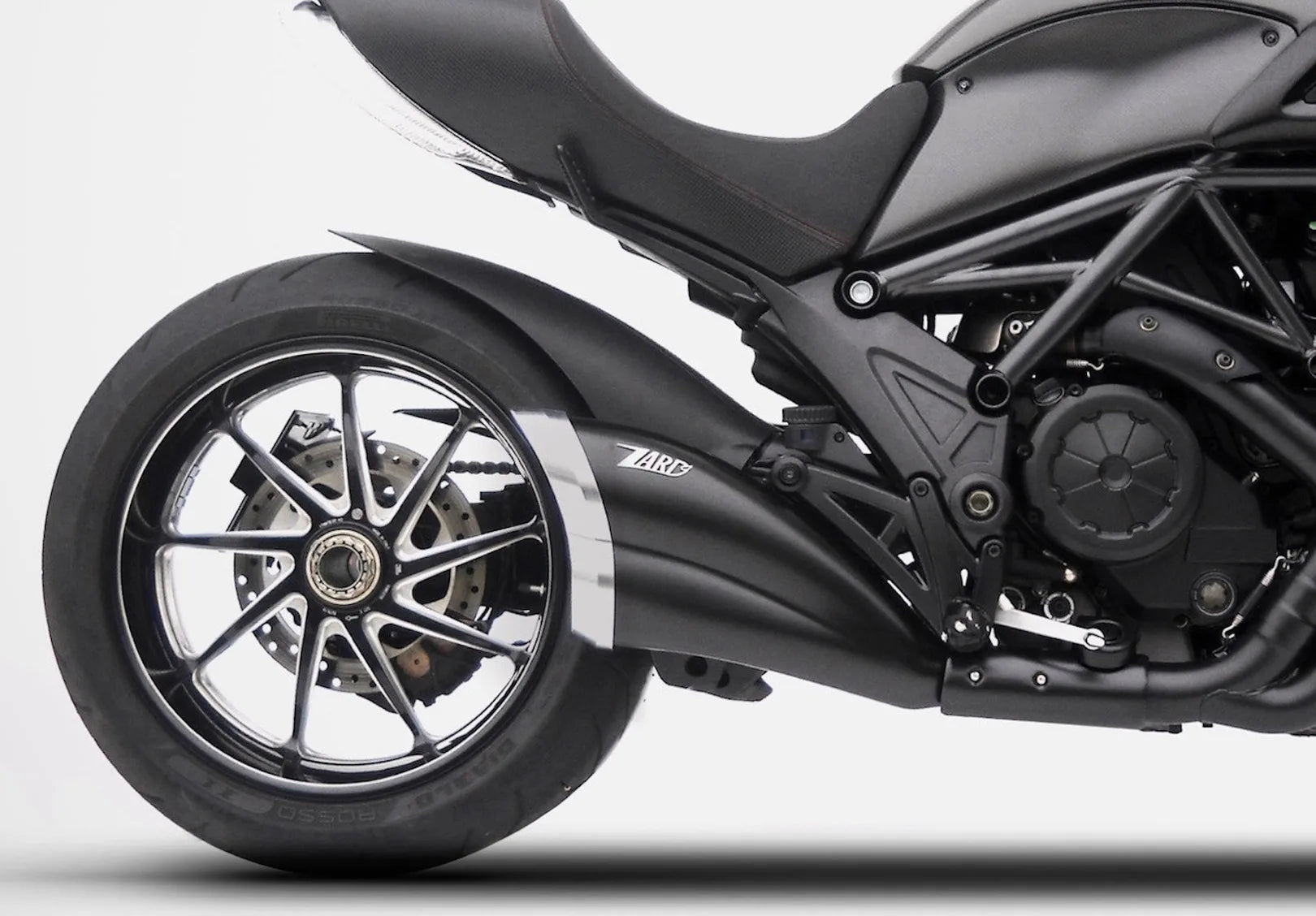 Tubo De Escape Con Homologación Acústica Acero Negro Copa Carbono - Zard Compatible Con Ducati Diavel (2011-2018)