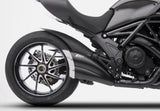 Sistema De Escape Completo Sin Catalizador Y Con Homologación Acústica Acero Negro Copa Carbono - Zard Compatible Con Ducati Diavel (2011-2018)