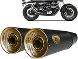 Tubo De Escape Con Homologación Acústica Big Acero Negro Copa Bronce - Zard Compatible Con Moto Guzzi V9 Bobber (2016-2019)
