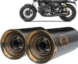 Exhaust Tip With Noise Certification Slim Steel Black Endcap Bronze - Zard Compatible With Moto Guzzi V9 Bobber (2016-2019)