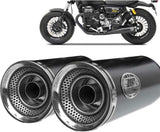 Exhaust Tip With Noise Certification Slim Steel Black Endcap Aluminium - Zard Compatible With Moto Guzzi V9 Bobber (2016-2019)