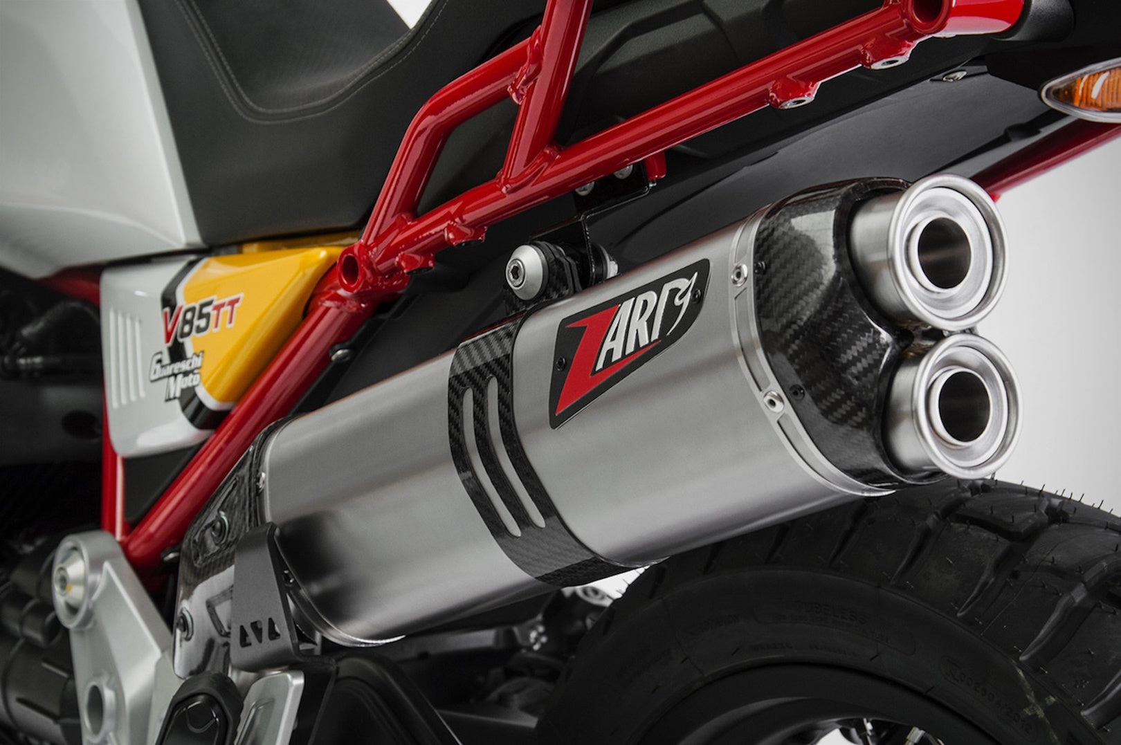 Exhaust Tip With Noise Certification Stainless Steel Endcap Carbon - Zard Compatible With Moto Guzzi V85 Tt (2019-2023)