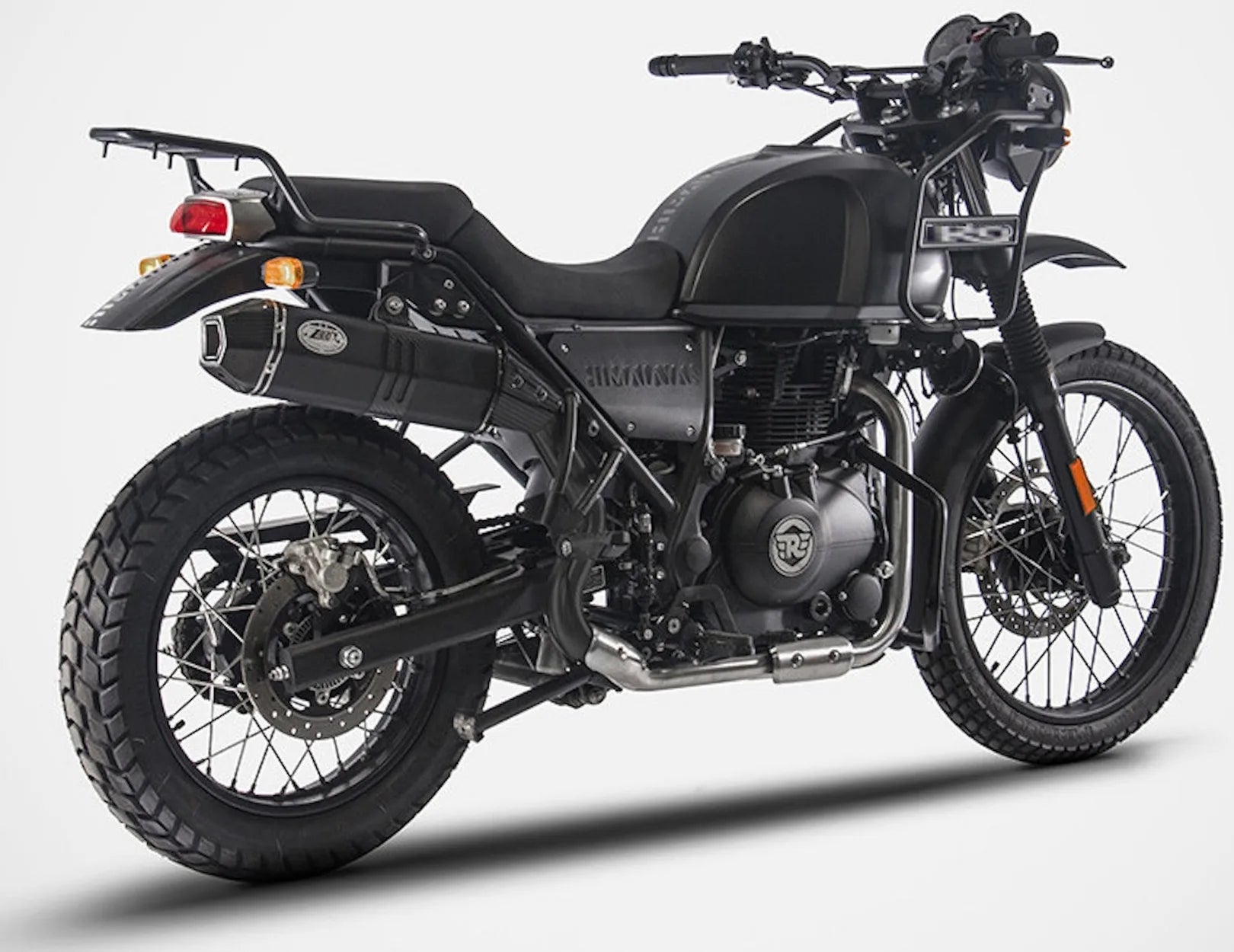Tubo De Escape Con Homologación Acústica Penta High Acero Negro Copa Carbono - Zard Compatible Con Royal Enfield Himalayan (2017-2020)