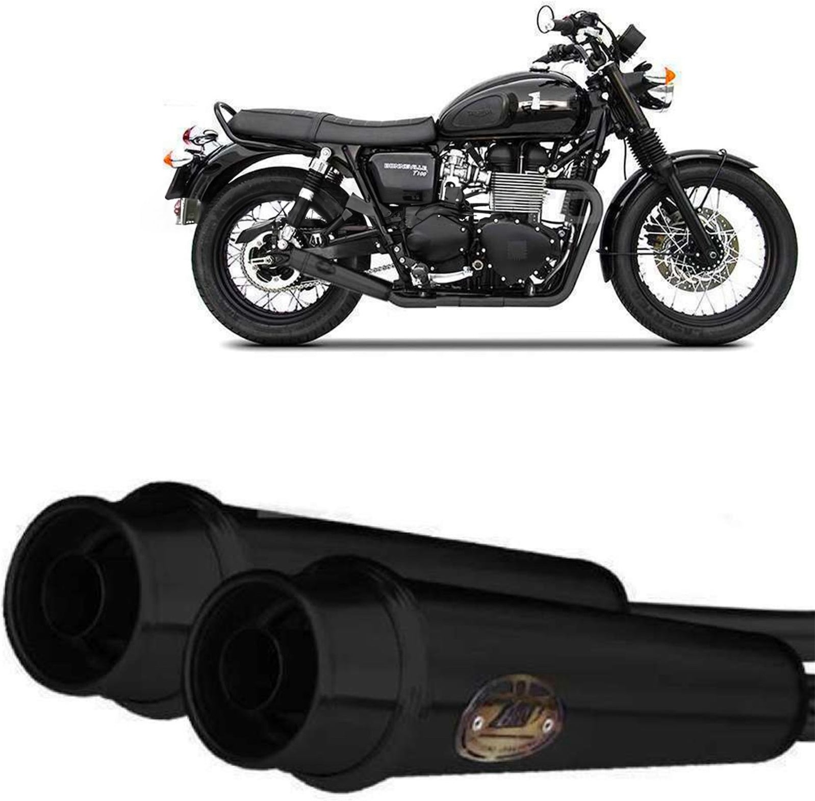Non-Catalytic Exhaust Tip With Sound Certification Steel Black - Zard Compatible With Triumph Bonneville T120 (2021-2023)