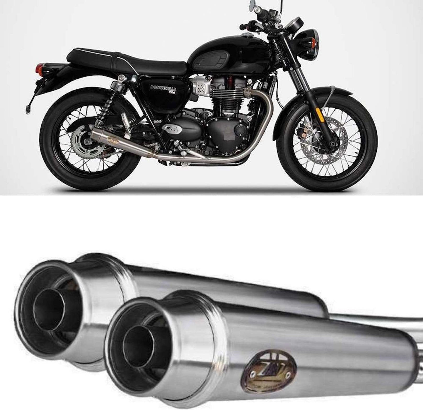 Non-Catalytic Exhaust Tip With Sound Certification Stainless Steel Polish - Zard Compatible With Triumph Bonneville T120 (2021-2023)