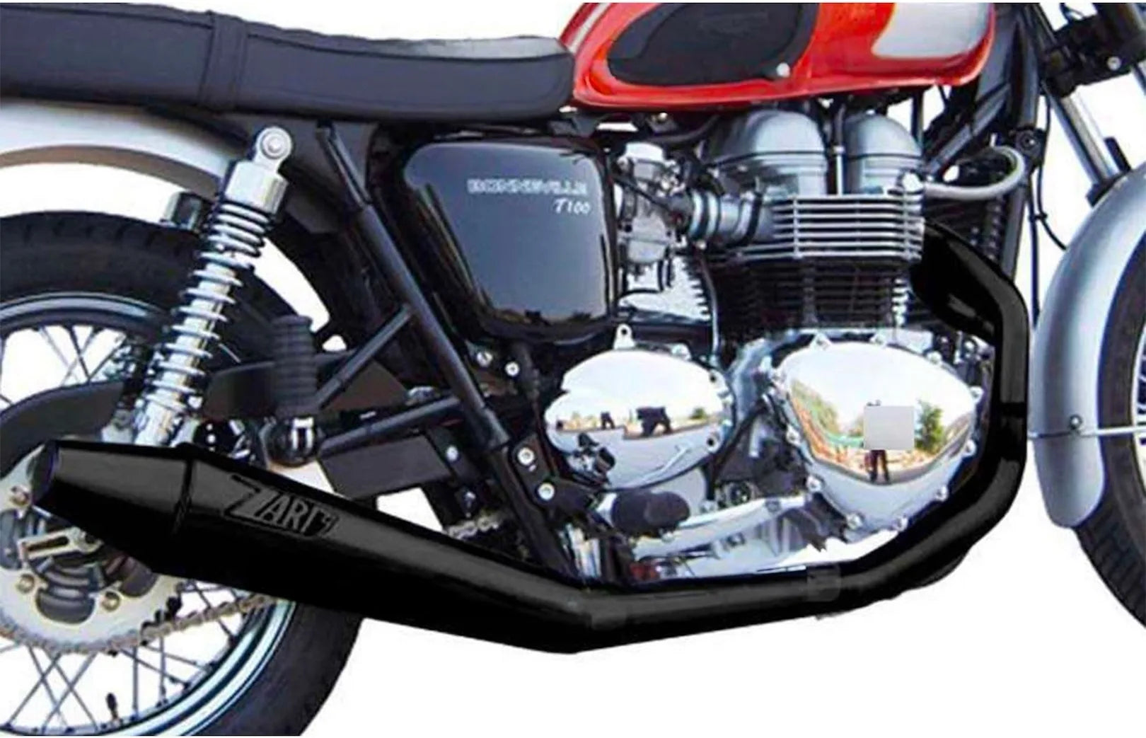Sistema De Escape Completo Con Catalizador Y Homologación Acústica Conical Low Acero Negro - Zard Compatible Con Triumph Bonneville T100 (2001-2016)