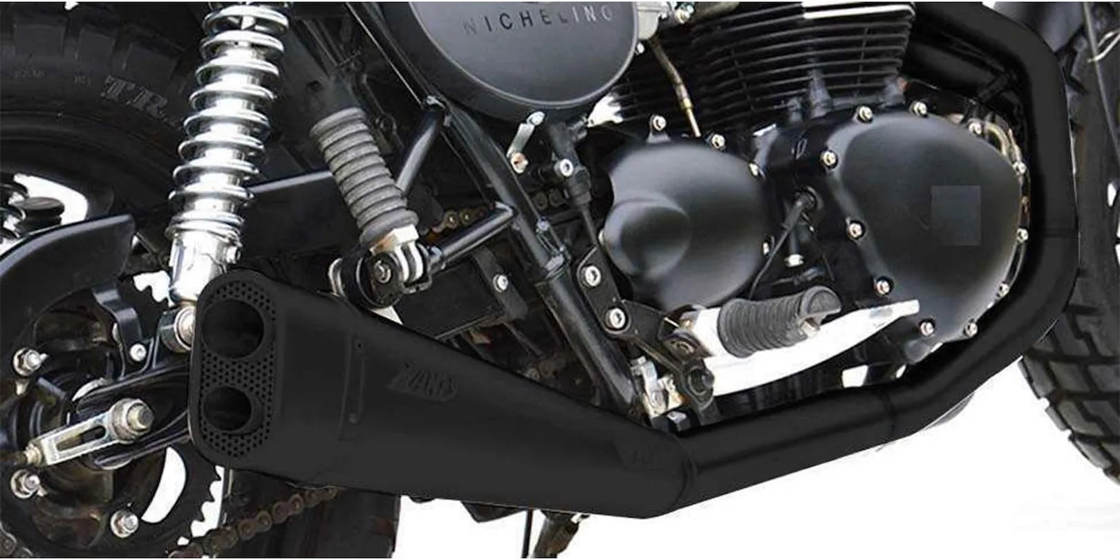 Sistema De Escape Completo Con Catalizador Y Homologación Acústica Short Low Acero Negro - Zard Compatible Con Triumph Bonneville T100 (2001-2016)
