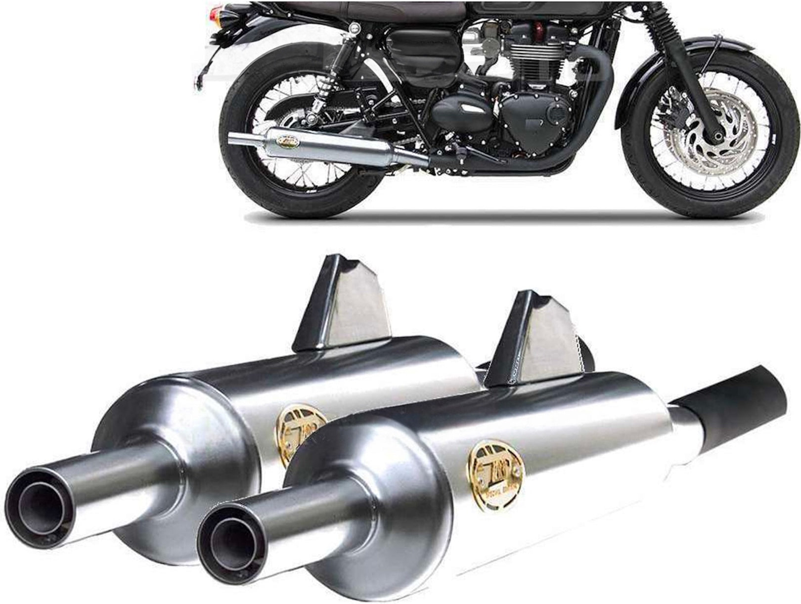 Exhaust Tip With Noise Certification Bottle Stainless Steel Polish - Zard Compatible With Triumph Bonneville T120 (2016-2020)