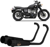 Complete Non-Catalytic Exhaust System With Sound Certification Back Steel Black - Zard Compatible With Triumph Bonneville T120 (2016-2020)