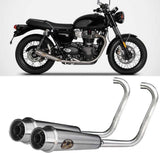 Complete Non-Catalytic Exhaust System With Sound Certification Back Stainless Steel - Zard Compatible With Triumph Bonneville T120 (2016-2020)