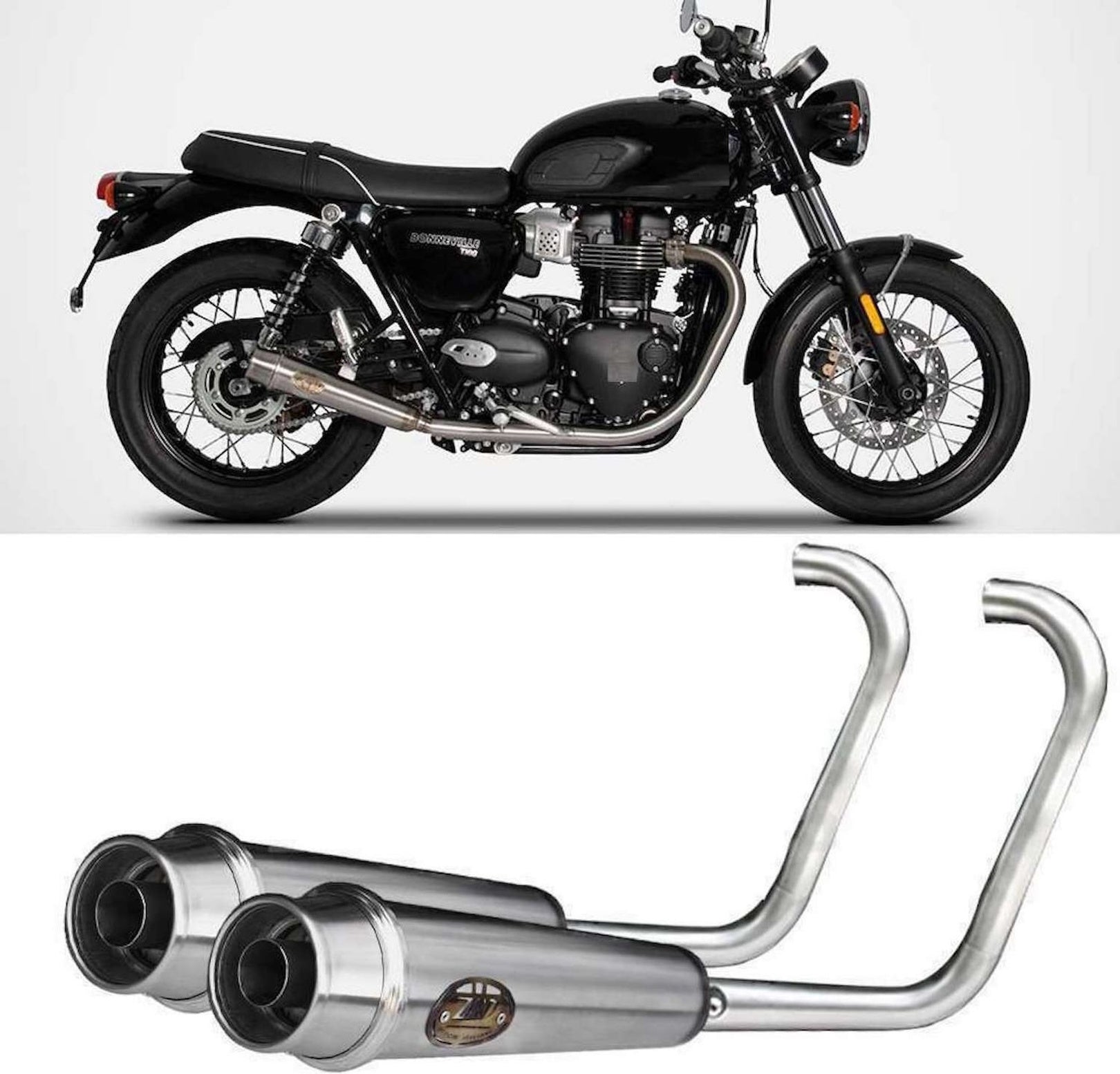 Complete Non-Catalytic Exhaust System With Sound Certification Back Stainless Steel Polish - Zard Compatible With Triumph Bonneville T120 (2016-2020)
