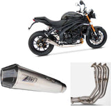 Sistema De Escape Completo Sin Catalizador Y Con Homologación Acústica Titano Copa Carbono - Zard Compatible Con Triumph Speed Triple 1200 Rs - Rr (2021-2023)