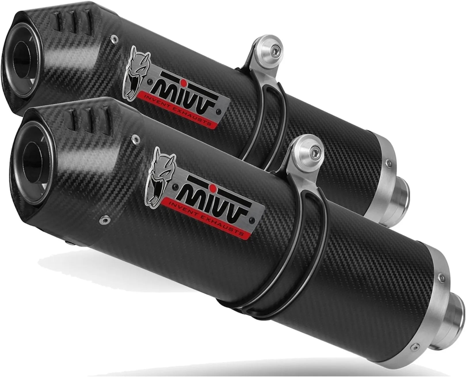 Escape Doble Con Homologación Acústica Oval Carbono Carbono - Mivv Compatible Con Suzuki Gsx-R 1300 Hayabusa (2008-2017)