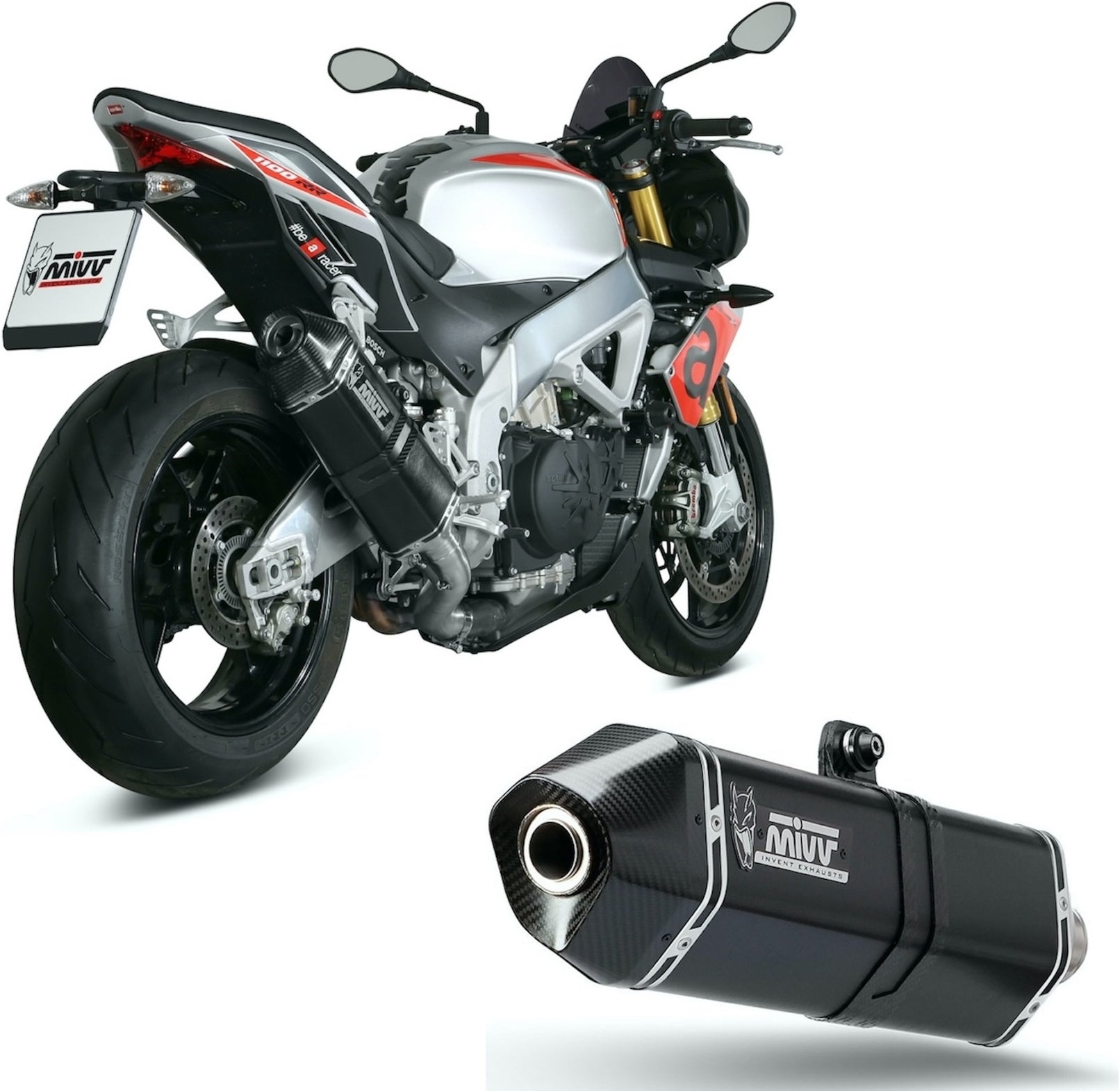 Non-Catalytic Exhaust Tip With Sound Certification Speed Edge Steel Black Carbon - Mivv Compatible With Aprilia Tuono V4 1100 (2018-2020)