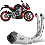 Sistema De Escape Completo Con Catalizador Y Homologación Acústica Delta Race Acero Carbono - Mivv Compatible Con Aprilia Tuono 660 (2021-2024)