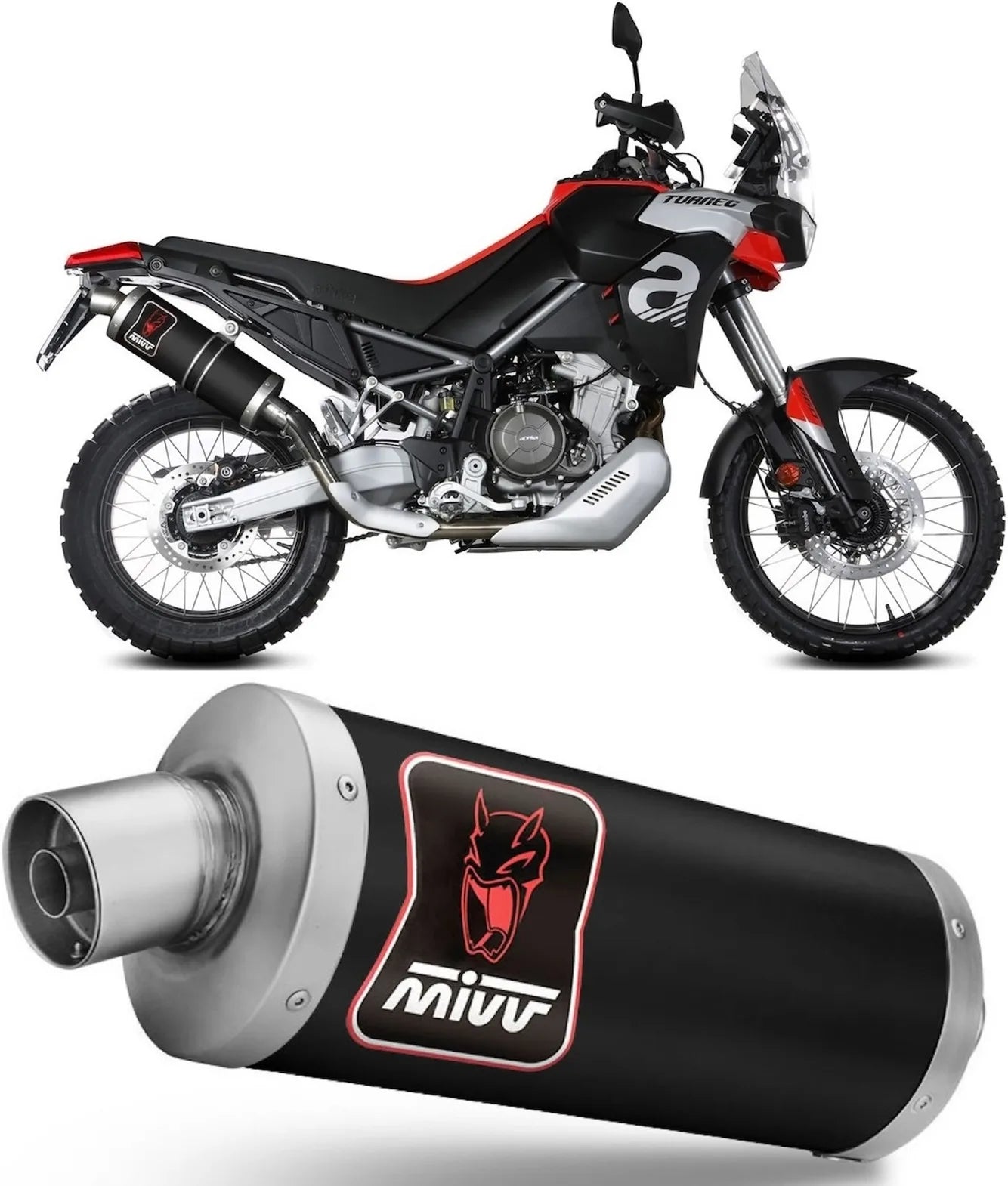 Tubo De Escape Con Homologación Acústica Dakar Acero Negro - Mivv Compatible Con Aprilia Tuareg 660 (2022-2024)
