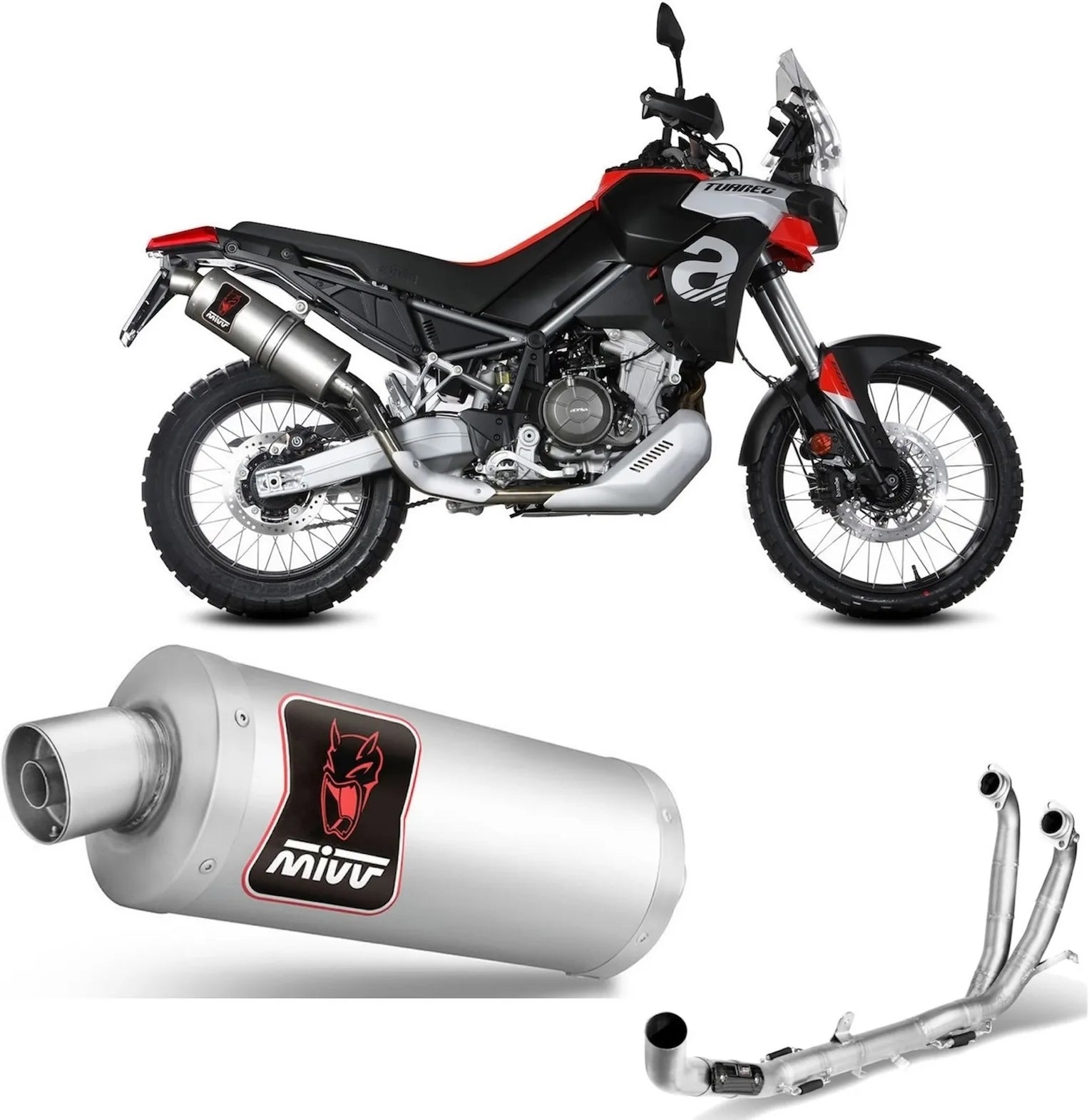 Sistema De Escape Completo Sin Catalizador Y Con Homologación Acústica Dakar Acero - Mivv Compatible Con Aprilia Tuareg 660 (2022-2024)