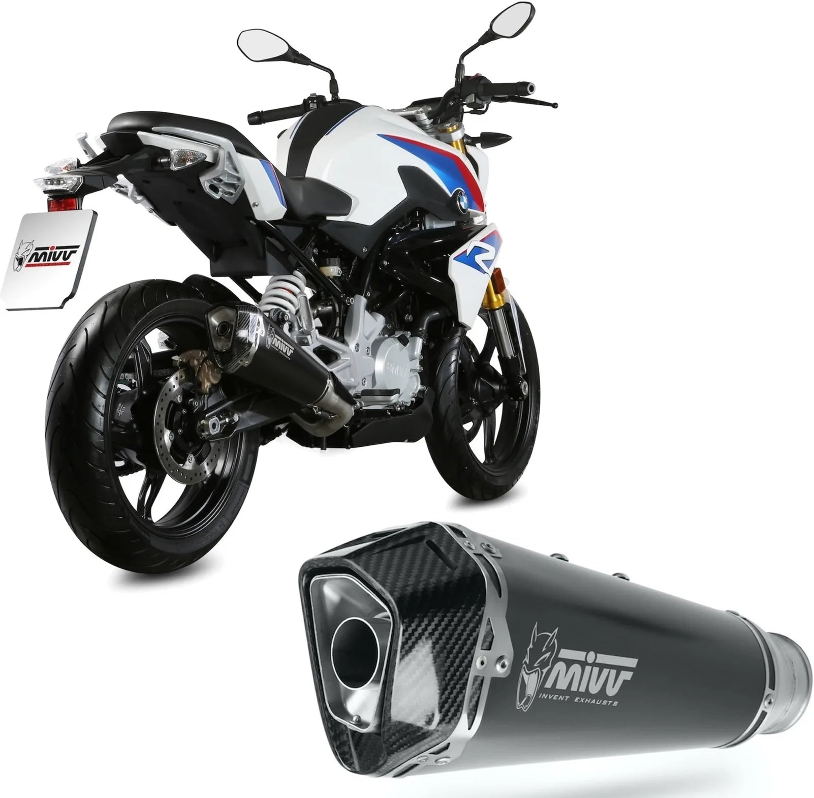 Sistema De Escape Completo Sin Catalizador Y Con Homologación Acústica Delta Race Acero Negro Carbono - Mivv Compatible Con Bmw G 310 R (2018-2024)