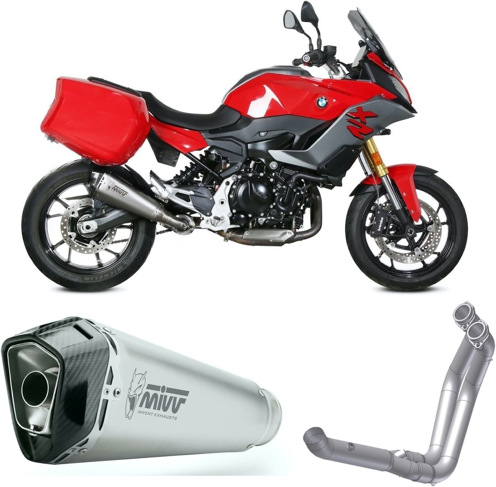Complete Non-Catalytic Exhaust System With Sound Certification Delta Race Stainless Steel Carbon - Mivv Compatible With Bmw F 900 Xr (2020-2024)