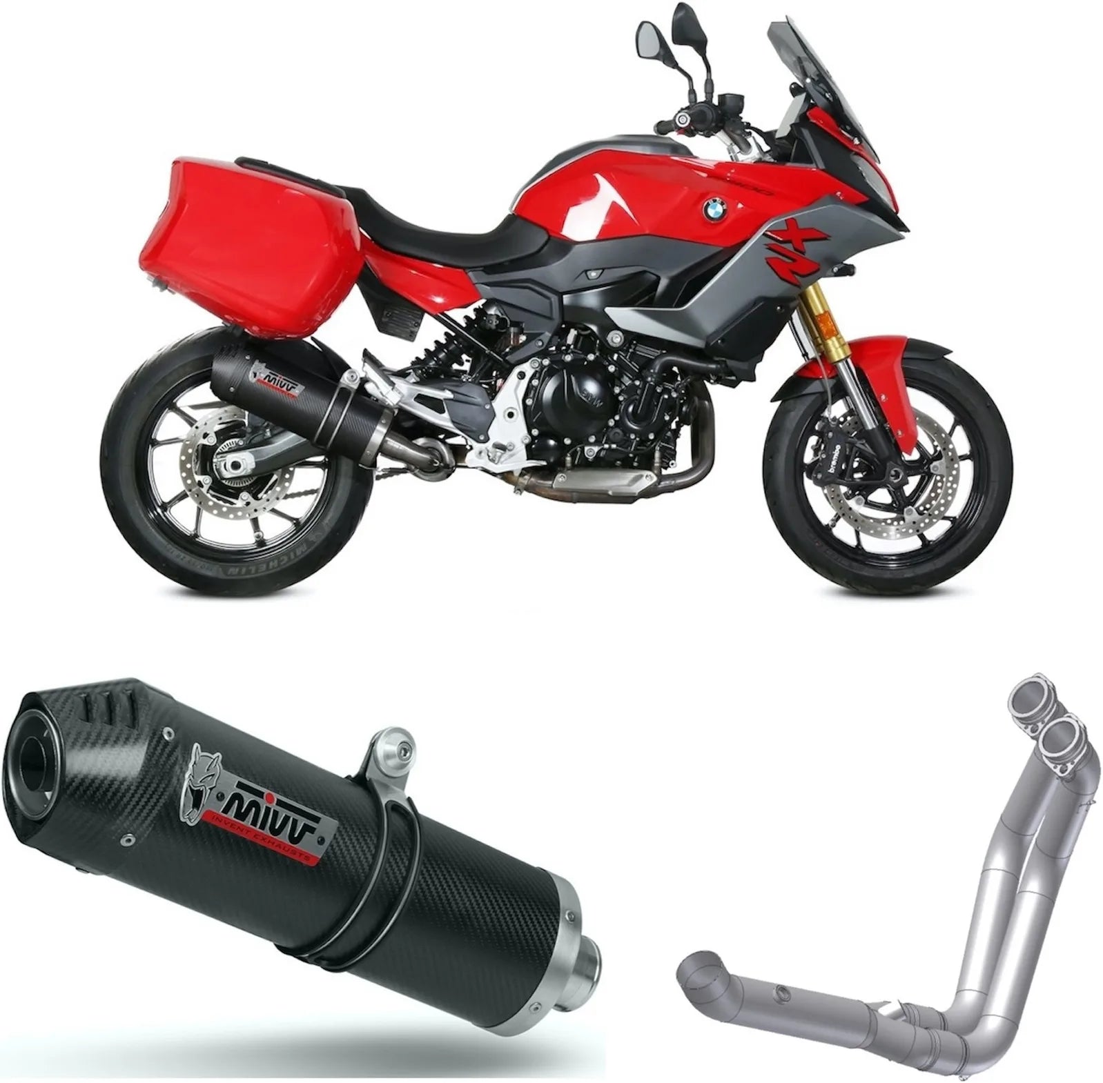 Sistema De Escape Completo Sin Catalizador Y Con Homologación Acústica Oval Carbono Carbono - Mivv Compatible Con Bmw F 900 Xr (2020-2024)