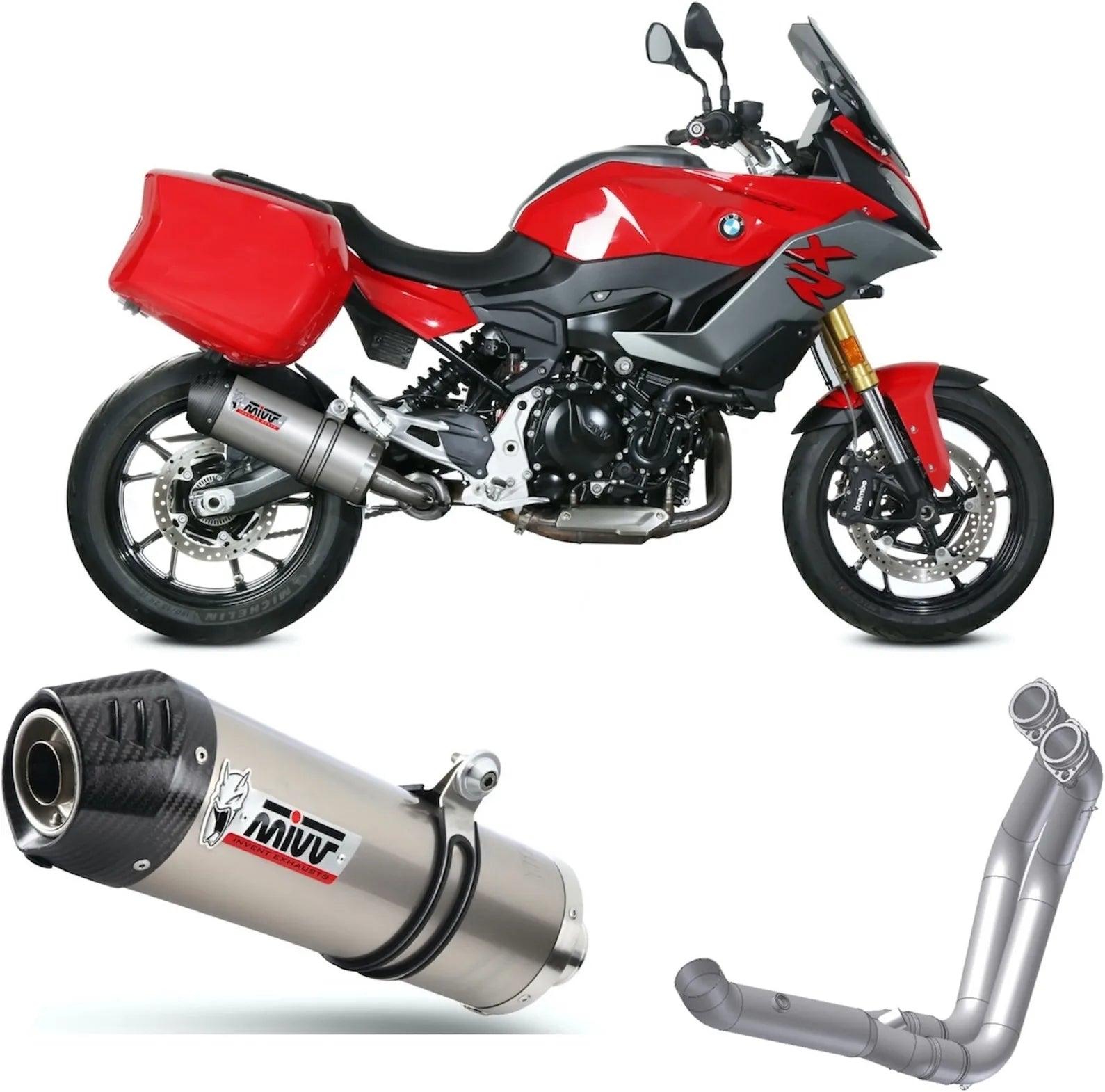 Sistema De Escape Completo Sin Catalizador Y Con Homologación Acústica Oval Titano Carbono - Mivv Compatible Con Bmw F 900 Xr (2020-2024)