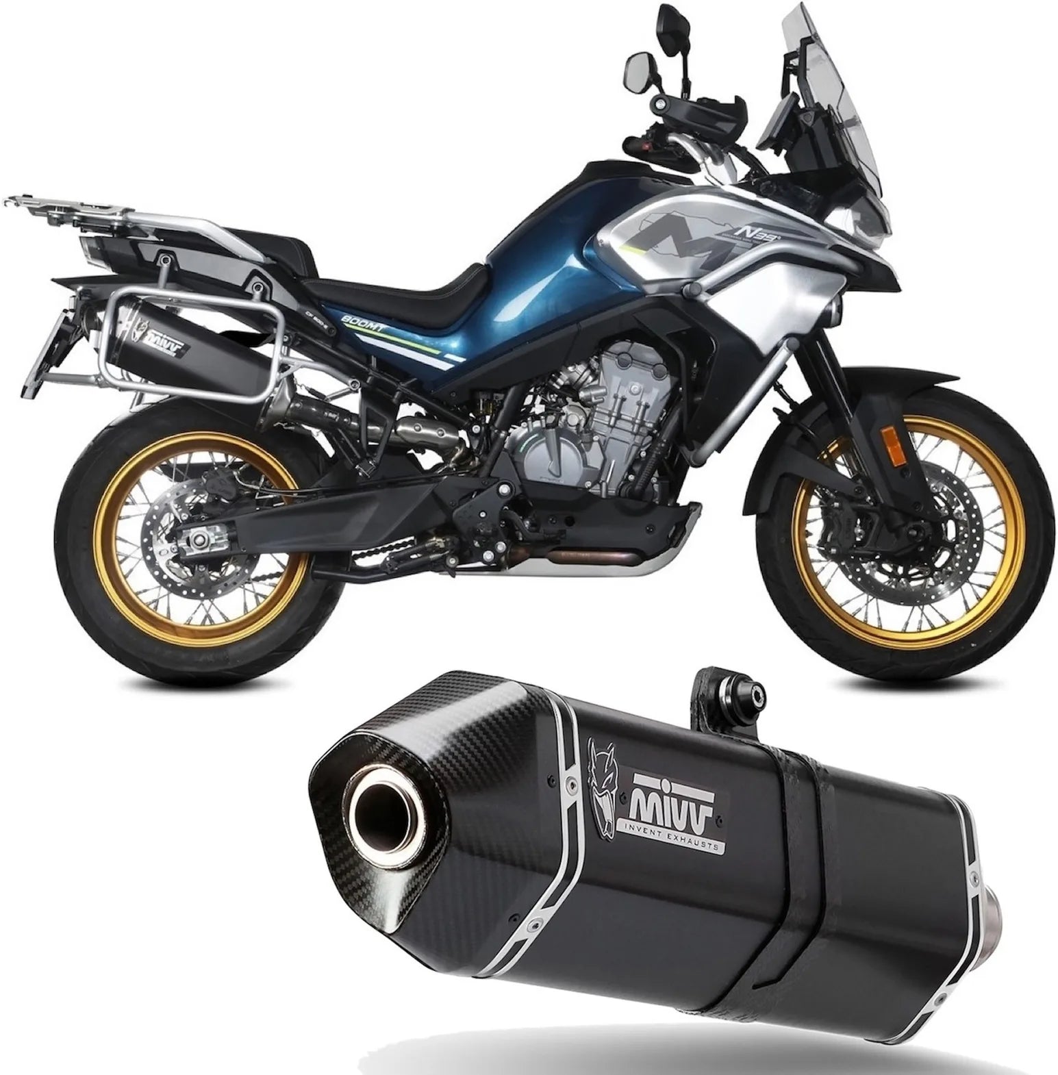 Tubo De Escape Con Homologación Acústica Speed Edge Acero Negro Carbono - Mivv Compatible Con Cfmoto 800 Mt (2022-2024)
