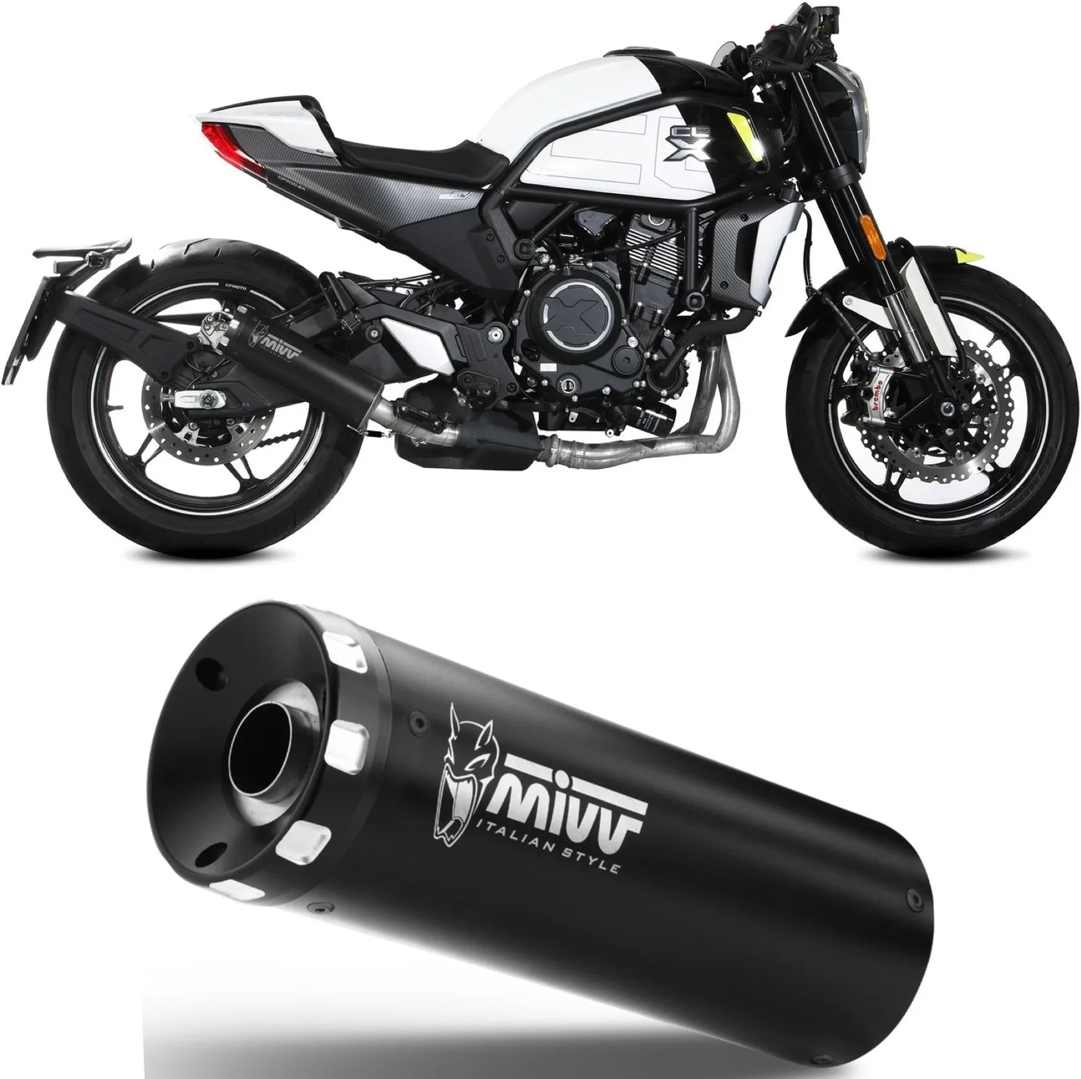 Tubo De Escape Con Homologación Acústica Hr-1 Acero Negro - Mivv Compatible Con Cfmoto 700 Cl-X (2023-2024)