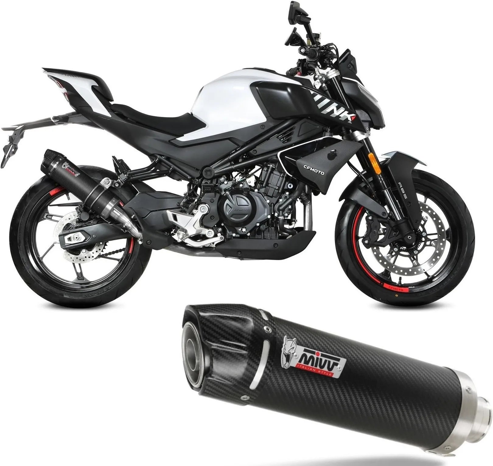 Tubo De Escape Con Homologación Acústica Gp Carbono - Mivv Compatible Con Cfmoto 450 Nk (2023-2024)