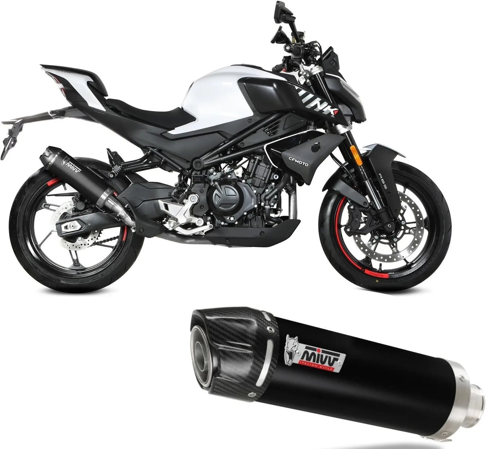 Tubo De Escape Con Homologación Acústica Ak-1 Acero Negro - Mivv Compatible Con Cfmoto 450 Nk (2023-2024)