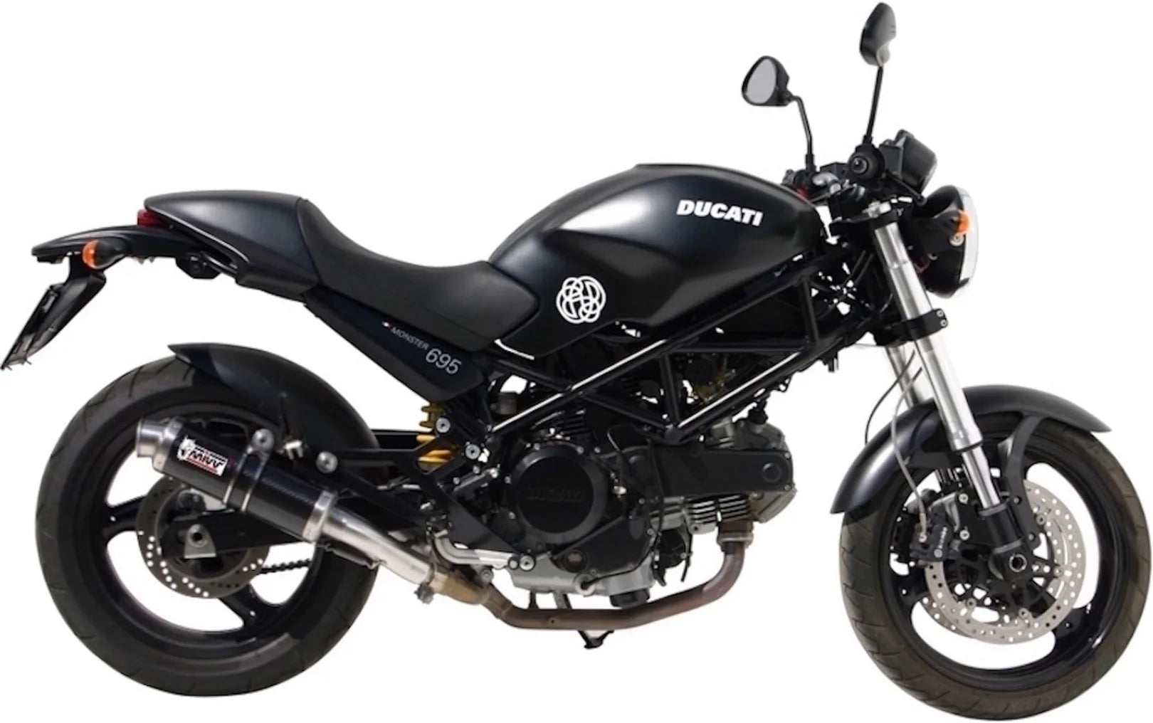 Escape Doble Sin Catalizador Con Homologación Acústica Gp Carbono - Mivv Compatible Con Ducati Monster 695 (2006-2008)