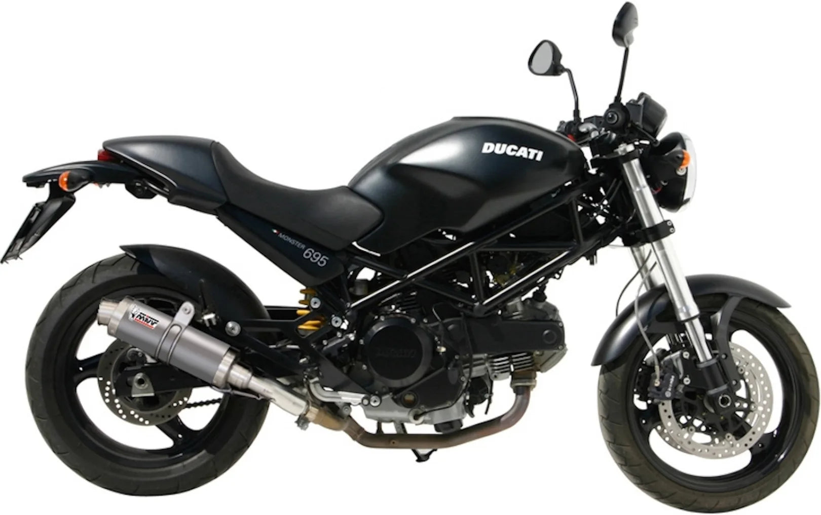 Escape Doble Sin Catalizador Con Homologación Acústica Oval Acero - Mivv Compatible Con Ducati Monster 695 (2006-2008)
