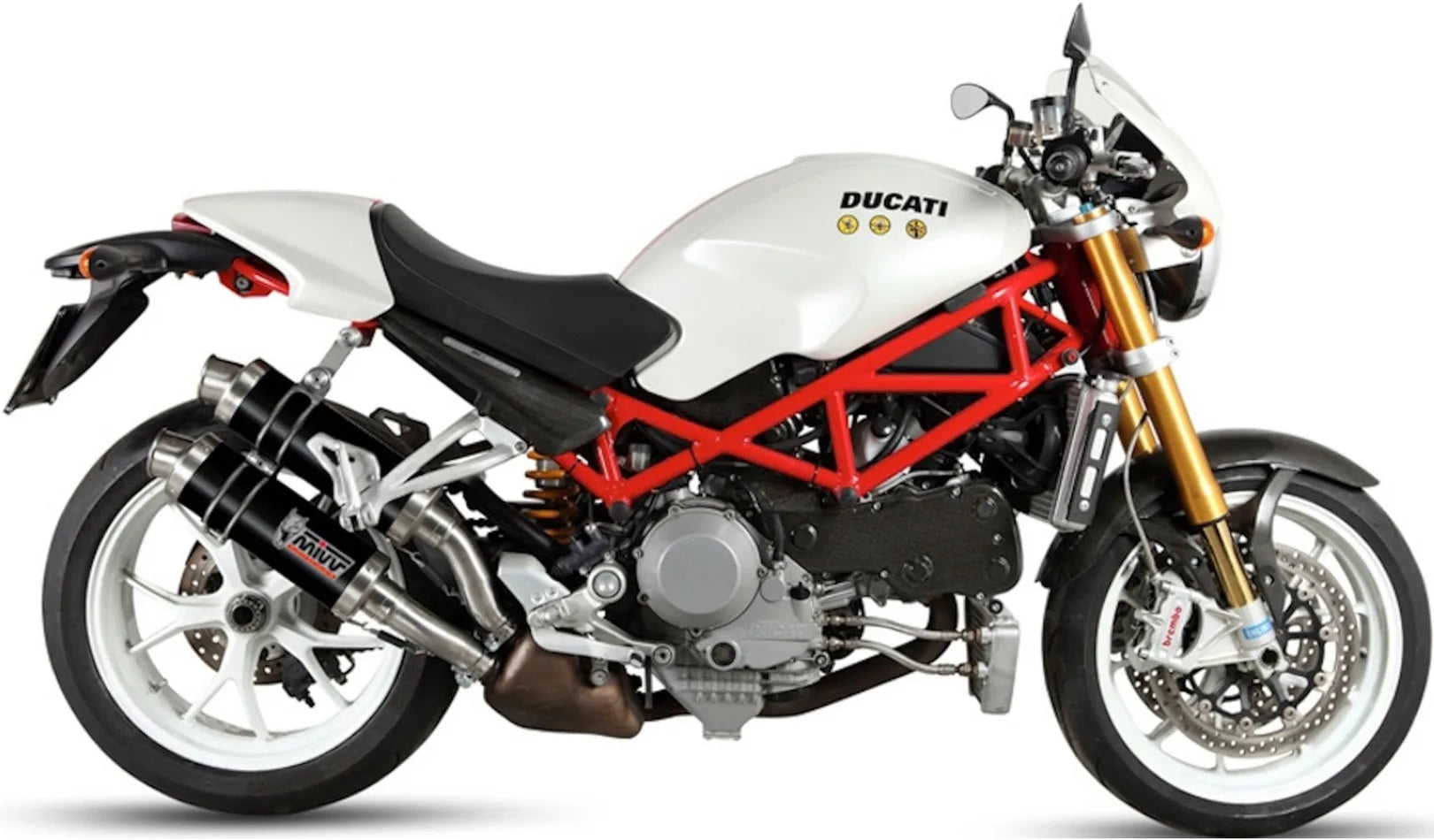 Escape Doble Con Homologación Acústica Gp Acero Negro - Mivv Compatible Con Ducati Monster S4Rs (2006-2008)