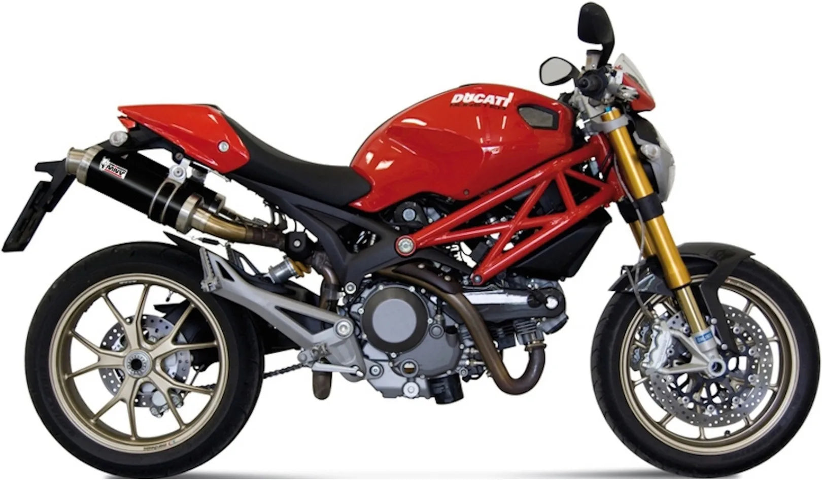 Doble Salida De Escape Con Catalizador Y Homologación Acústica Gp Acero Negro - Mivv Compatible Con Ducati Monster 795 (2012-2014)