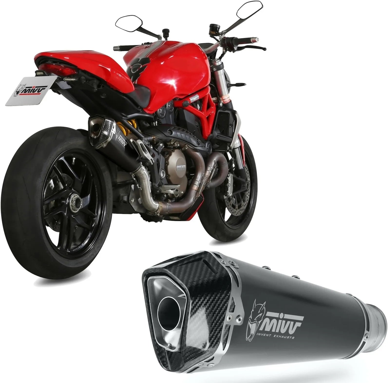 Tubo De Escape Con Catalizador Y Homologación Acústica Delta Race Acero Negro Carbono - Mivv Compatible Con Ducati Monster 1200 (2014-2016)