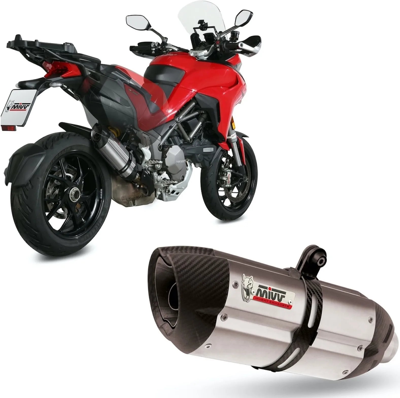 Tubo De Escape Con Homologación Acústica Suono Acero Carbono - Mivv Compatible Con Ducati Multistrada 1200 (2015-2017)