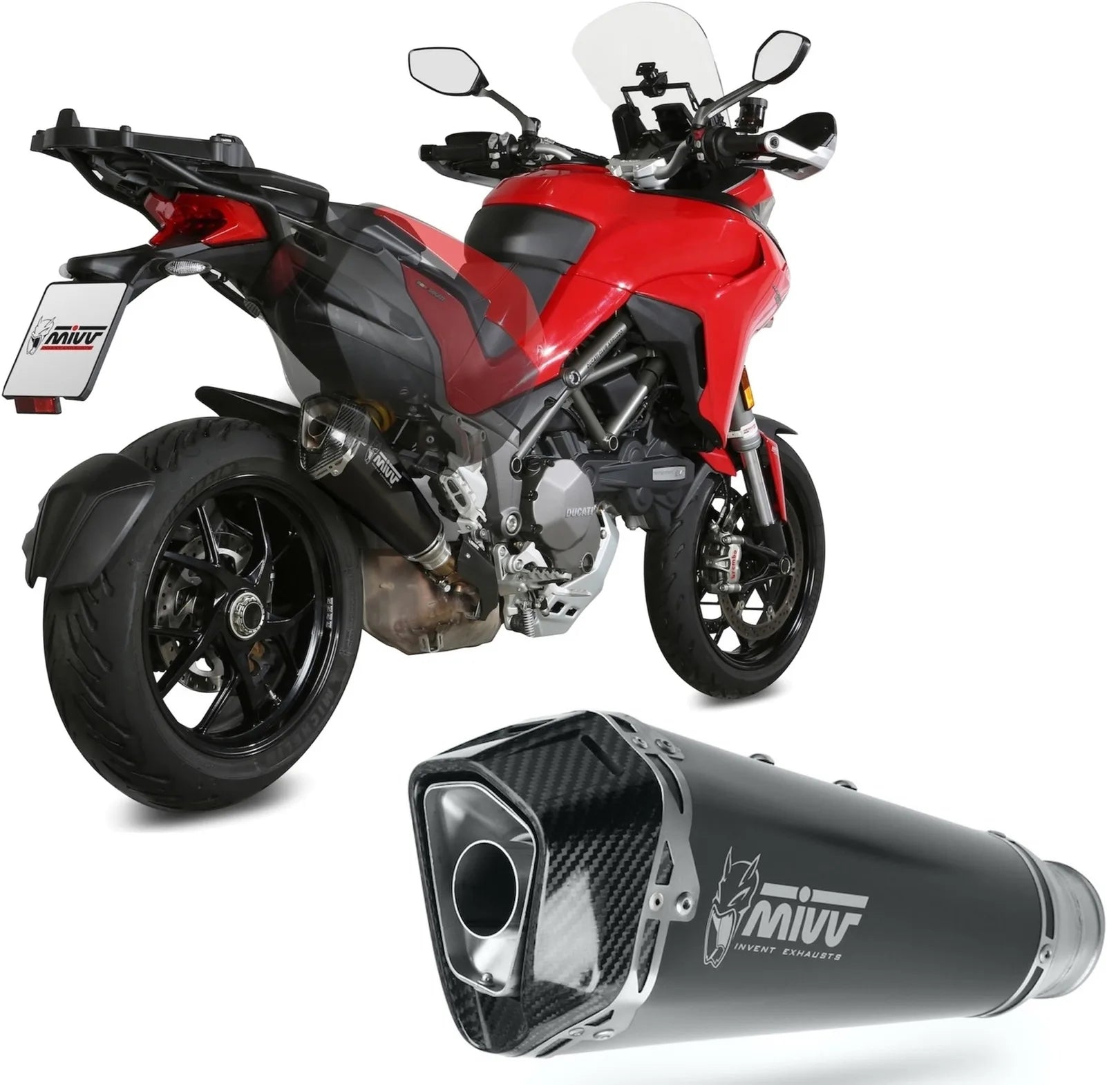 Tubo De Escape Con Homologación Acústica Delta Race Acero Negro Carbono - Mivv Compatible Con Ducati Multistrada 1200 (2015-2017)