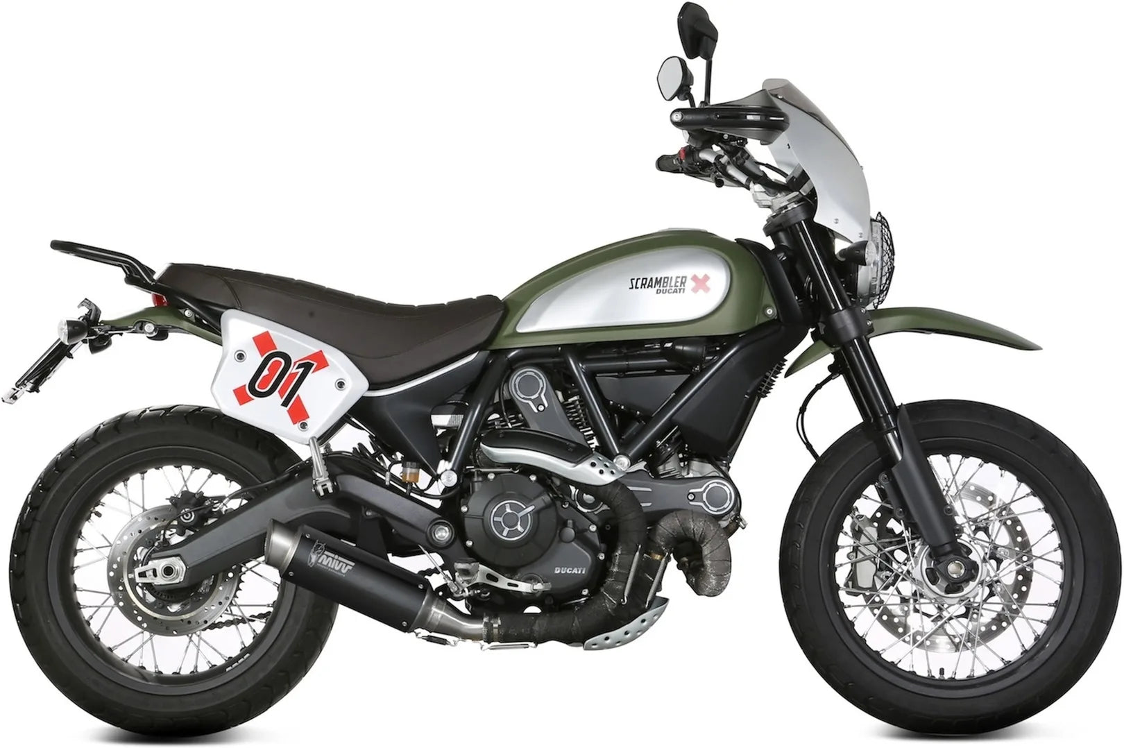 Tubo De Escape Con Catalizador Y Homologación Acústica Gppro Acero Negro - Mivv Compatible Con Ducati Scrambler 800 (2015-2020)