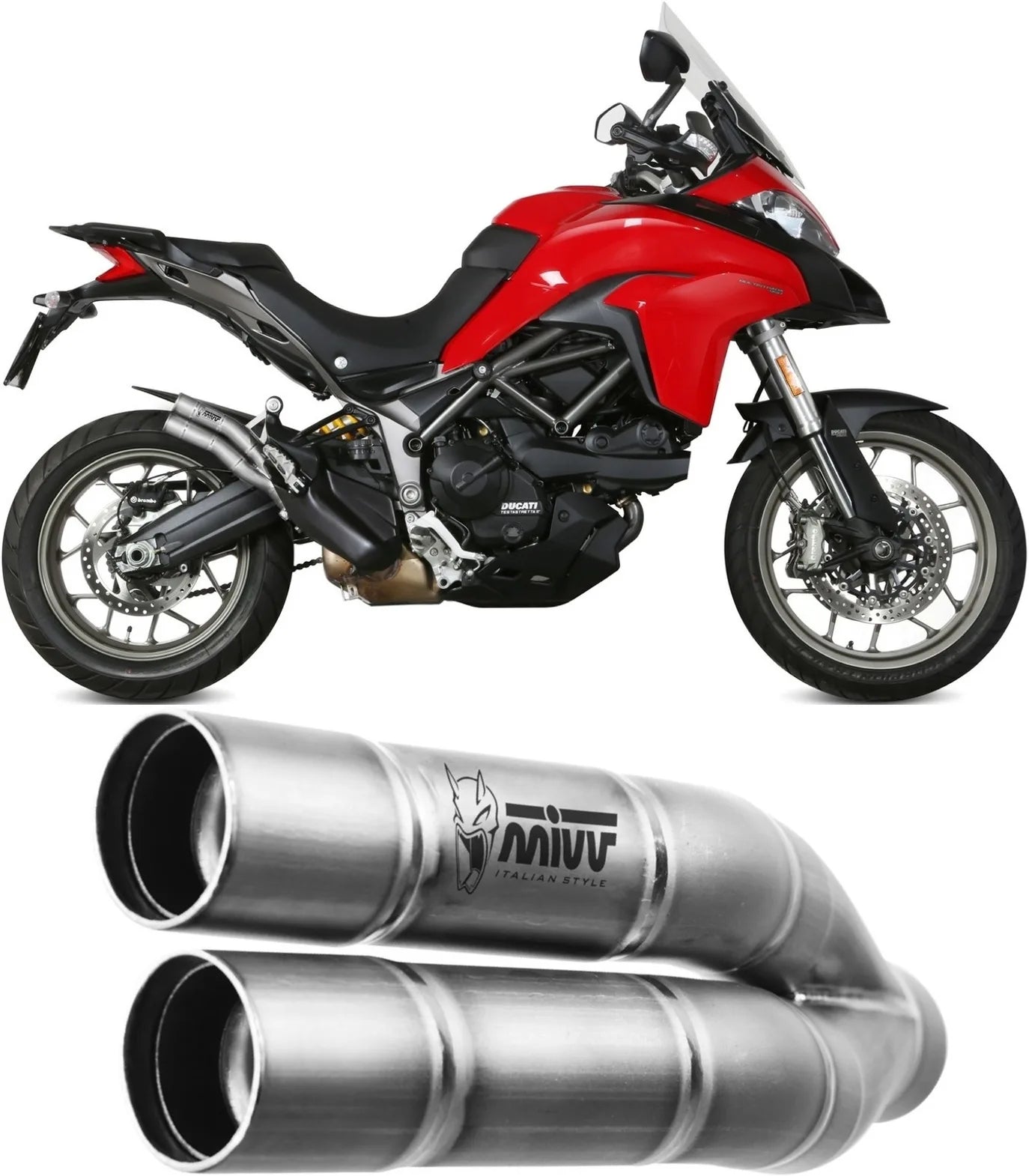 Tubo De Escape Con Homologación Acústica Double Gun Acero - Mivv Compatible Con Ducati Multistrada 1200 Enduro (2016-2018)