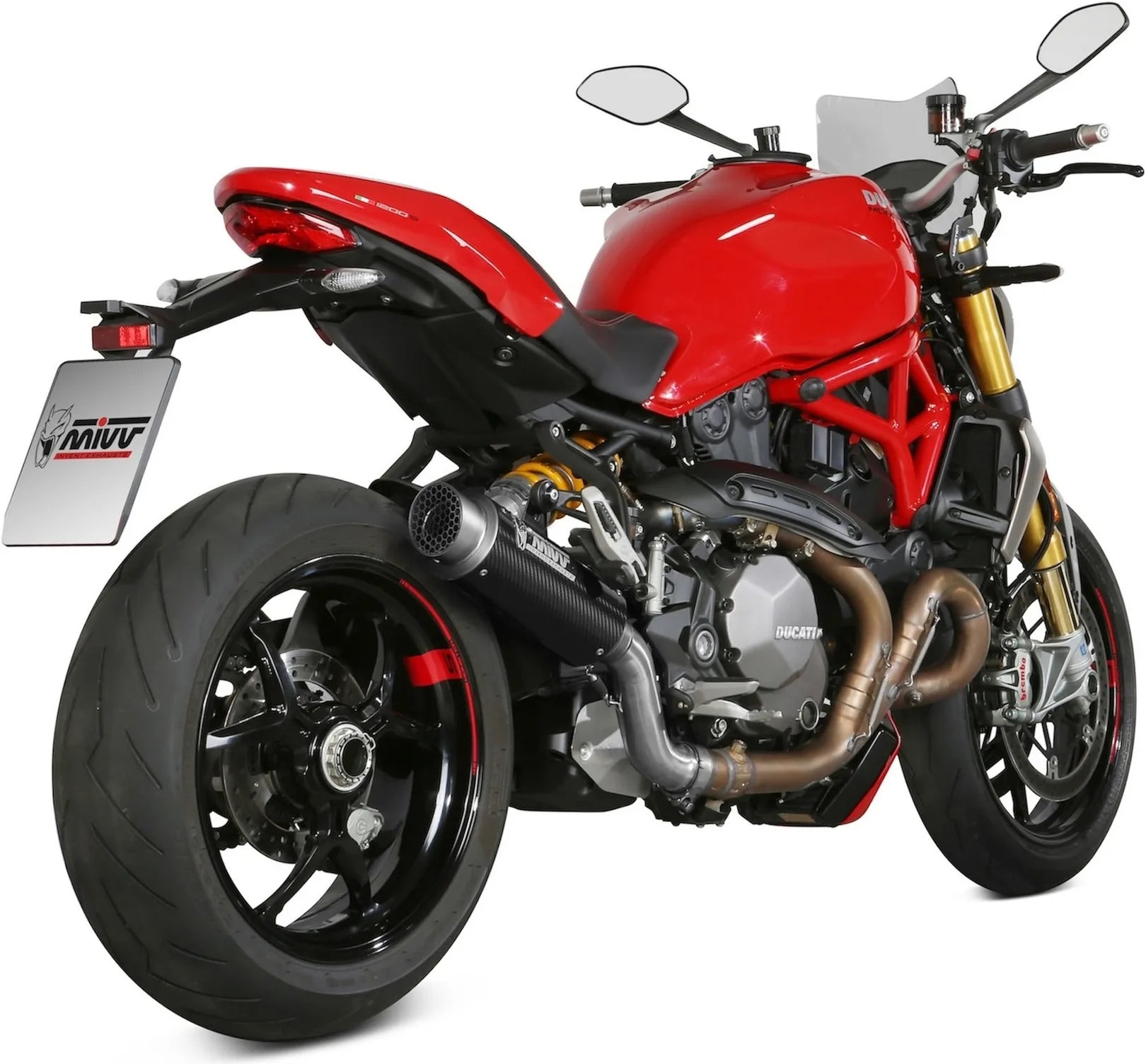 Tubo De Escape Con Catalizador Y Homologación Acústica Gppro Carbono - Mivv Compatible Con Ducati Monster 1200 (2017-2021)