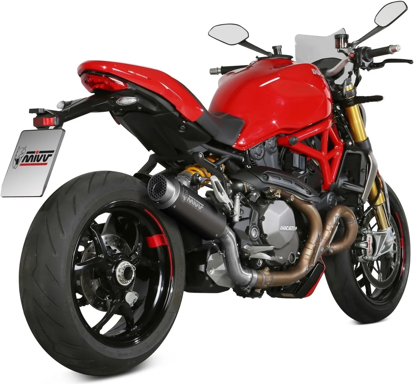 Tubo De Escape Con Catalizador Y Homologación Acústica Gppro Acero Negro - Mivv Compatible Con Ducati Monster 1200 (2017-2021)