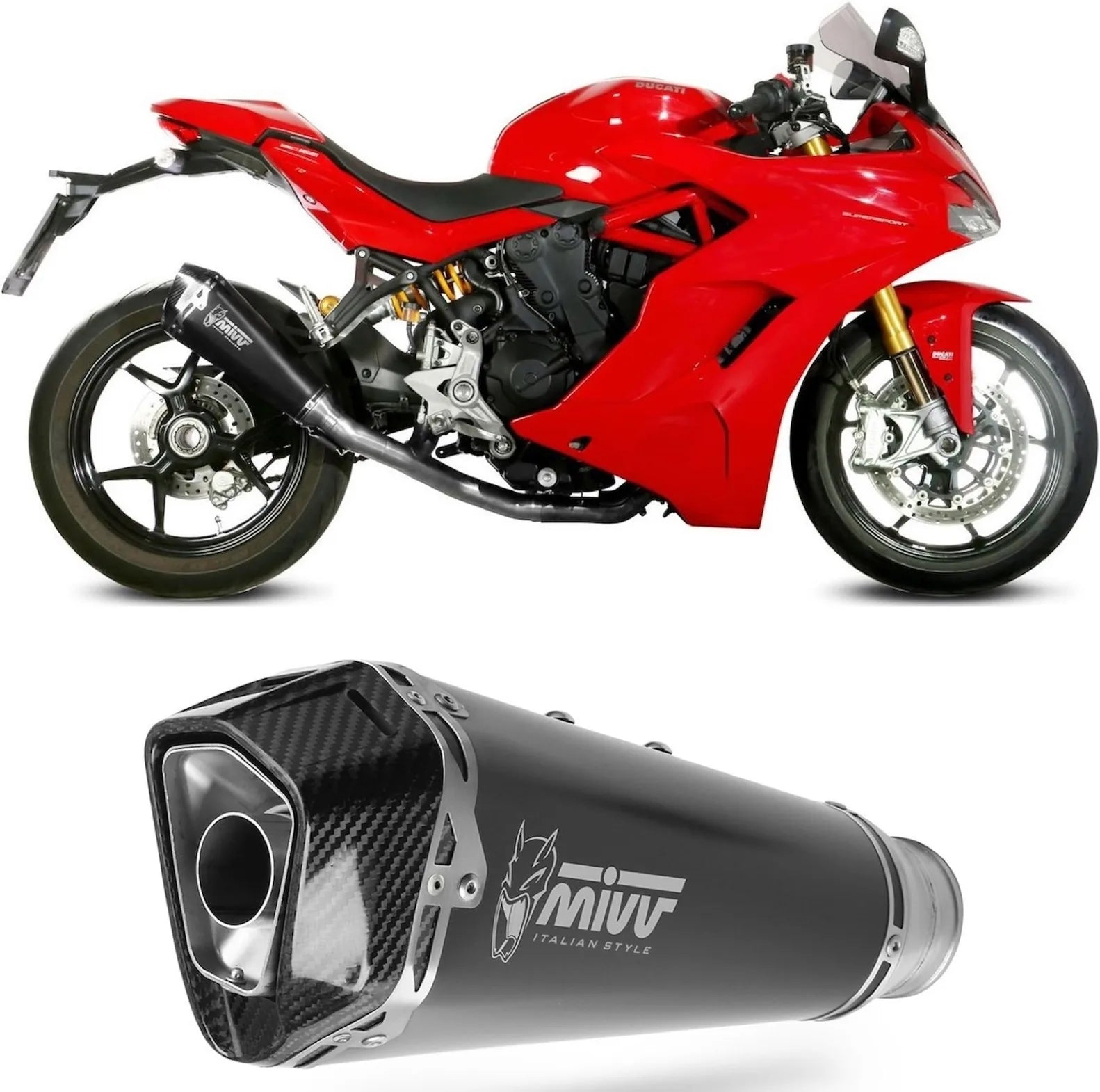 Tubo De Escape Con Catalizador Y Homologación Acústica Delta Race Acero Negro Carbono - Mivv Compatible Con Ducati Supersport 939 - S (2017-2020)