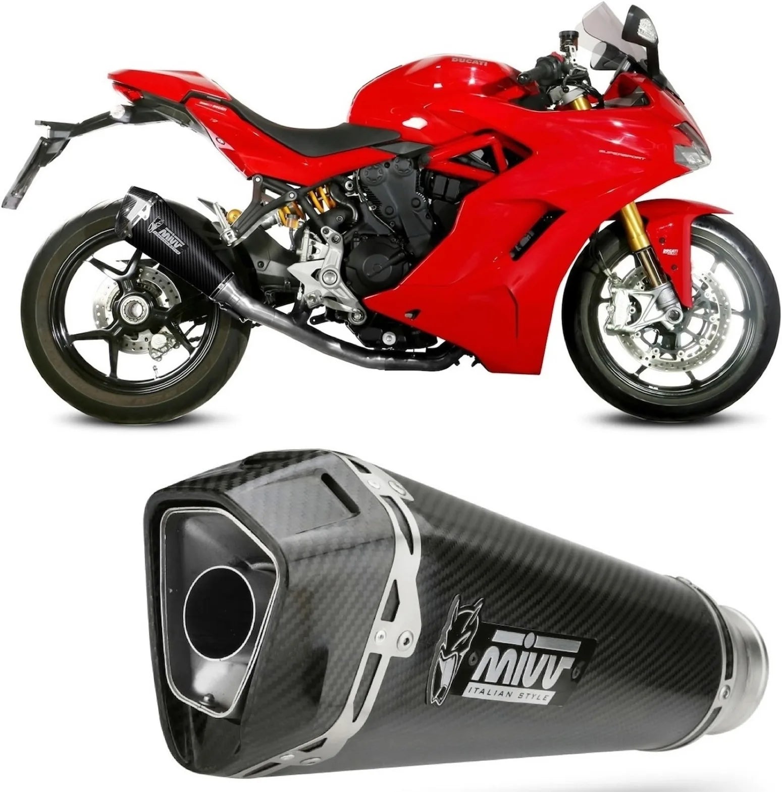 Tubo De Escape Con Catalizador Y Homologación Acústica Delta Race Carbono Carbono - Mivv Compatible Con Ducati Supersport 939 - S (2017-2020)