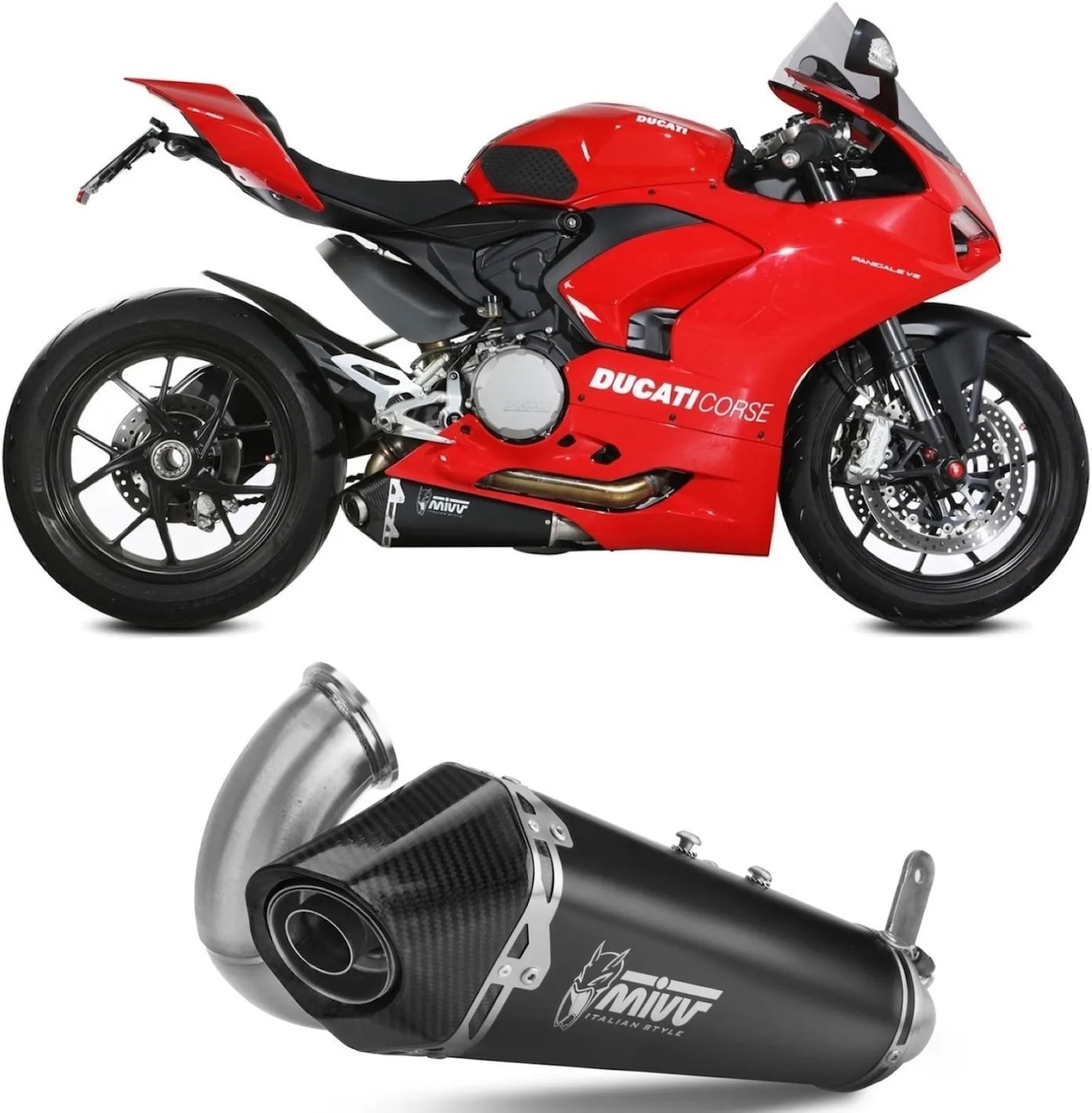 Tubo De Escape Con Catalizador Y Homologación Acústica Delta Race Acero Negro Carbono - Mivv Compatible Con Ducati Panigale V2 (2020-2024)