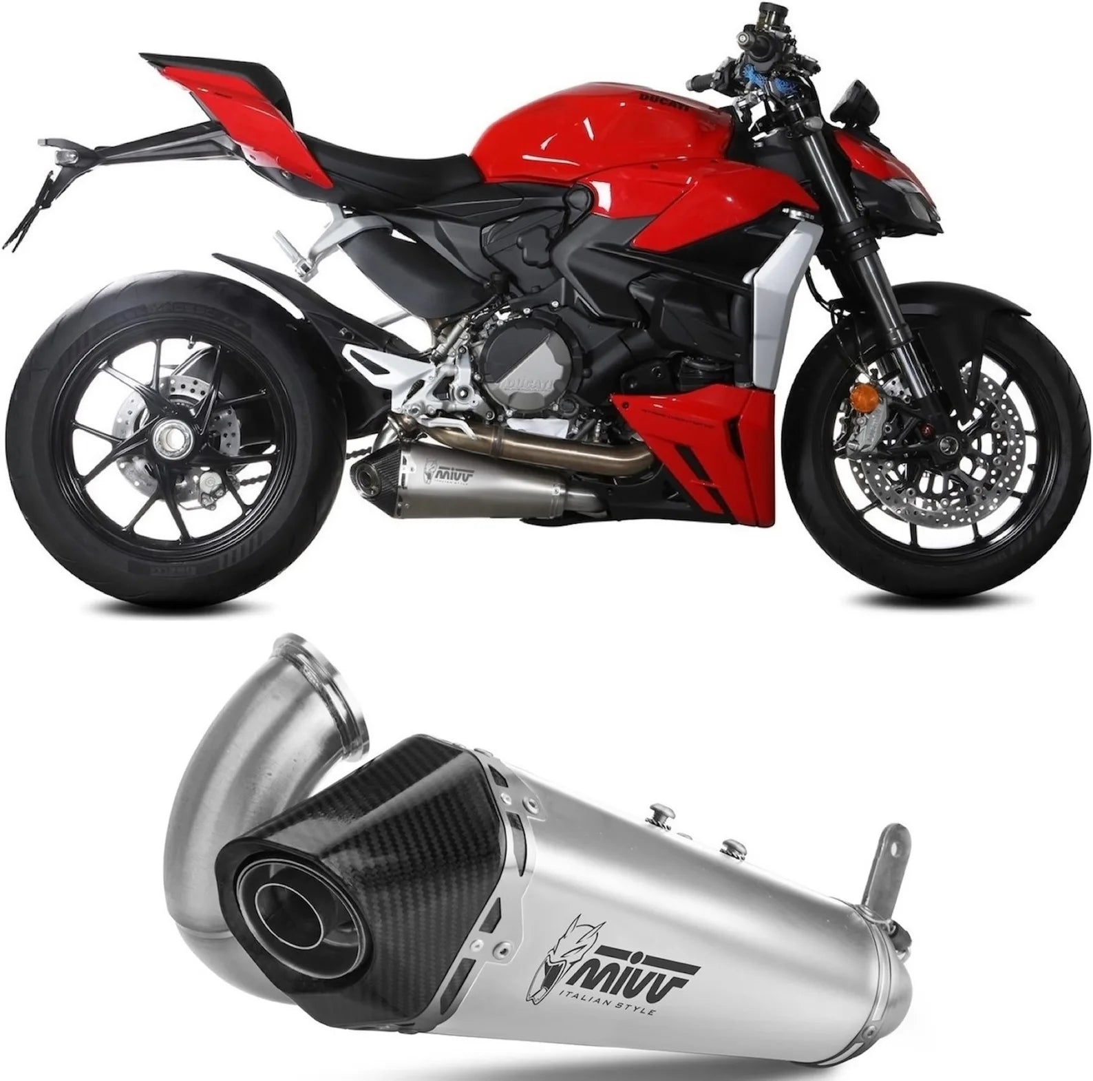 Tubo De Escape Con Catalizador Y Homologación Acústica Delta Race Acero Carbono - Mivv Compatible Con Ducati Panigale V2 (2020-2024)