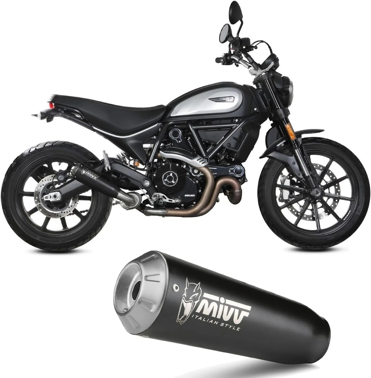 Tubo De Escape Con Catalizador Y Homologación Acústica X-M1 Acero Negro - Mivv Compatible Con Ducati Scrambler 800 Icon (2021-2022)