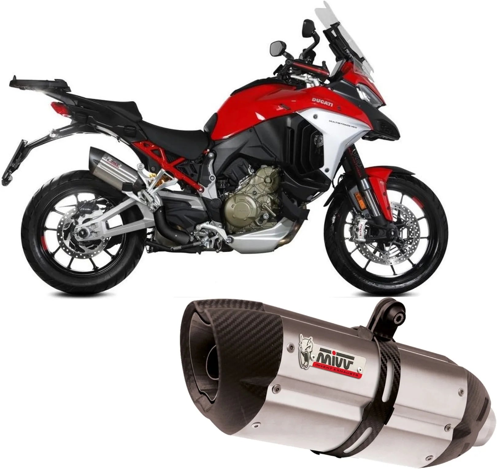 Tubo De Escape Con Homologación Acústica Suono Acero Carbono - Mivv Compatible Con Ducati Multistrada V4 1100 - S (2021-2024)