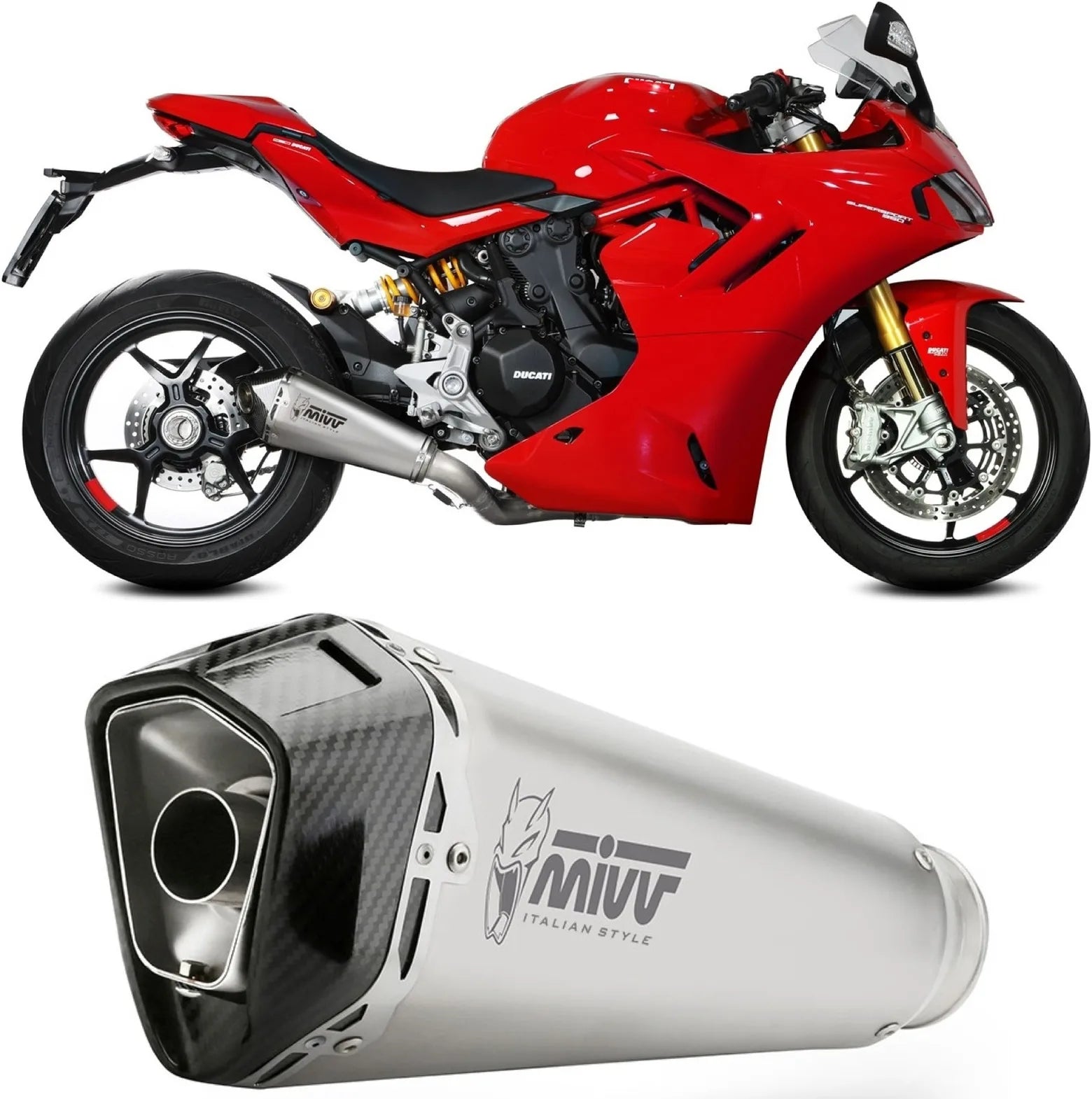 Tubo De Escape Con Catalizador Y Homologación Acústica Delta Race Acero Carbono - Mivv Compatible Con Ducati Supersport 950 - S (2021-2024)