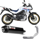 Sistema De Escape Completo Sin Catalizador Y Con Homologación Acústica Oval Acero Negro Carbono - Mivv Compatible Con Honda Xl 750 Transalp (2023-2024)