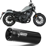 Tubo De Escape Con Homologación Acústica Hr-1 Acero Negro Carbono - Mivv Compatible Con Honda Cmx 500 Rebel (2022-2024)